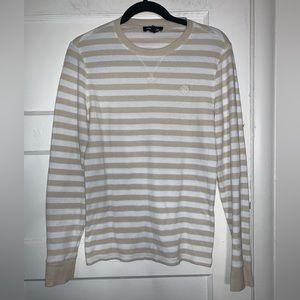 Express long sleeve white and tan waffle shirt‎ size small